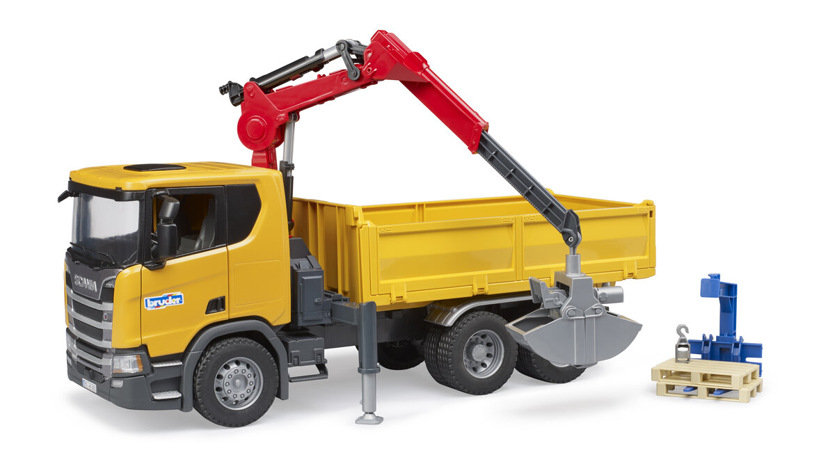 Bruder 03551 Scania Super 560R Baustellen-Lkw Mit Kran Und 2 Paletten Bruder, 03551, Scania, Super, 560R, Baustellen-Lkw, Mit, Kran, Und, 2, Paletten, Maschine, Rad, Spielzeug