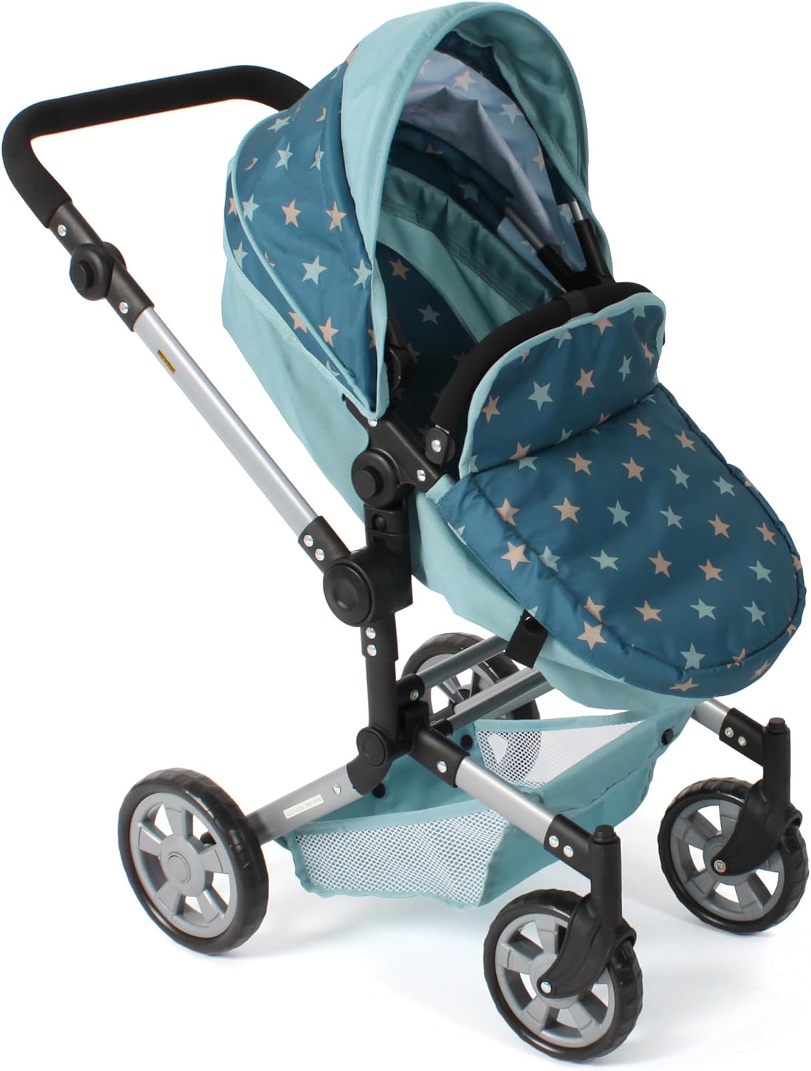 Kombi-Puppenwagen ''LINUS'' – Verpackung, Zubehör und Details sichtbar