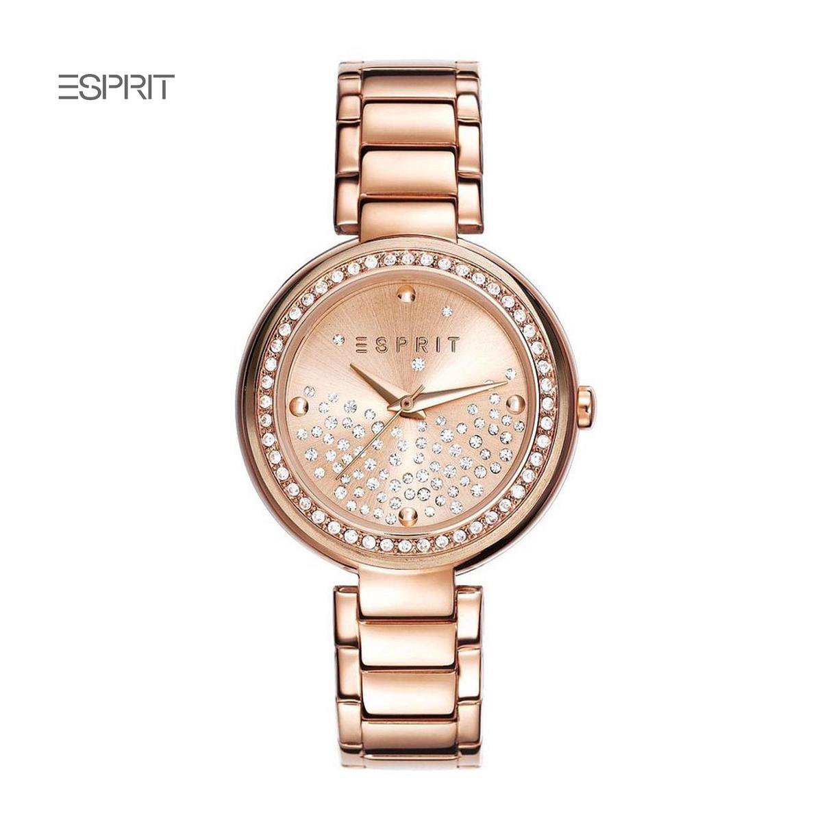 ESPRIT Damenarmbanduhr Roségold, 30 mm, Zirkonia Armbanduhr, Arm, Körperteil, Person
