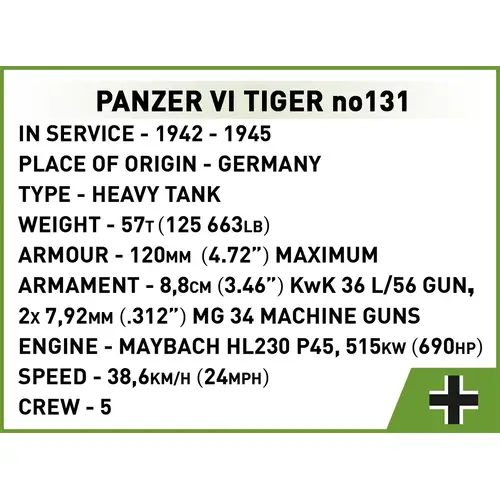 Cobi 2588 Panzer VI Tiger I no 131 The Tank Museum