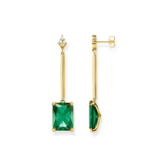 Thomas, Sabo, Ohrringe, 925, Sterling, Silver, Vergoldet, Gelbgold, Glas-Keramik, Stein, Zirkonia, Grün, H2176-971-6, Zubehor, Ohrring, Schmuck, Edelstein, Smaragd
