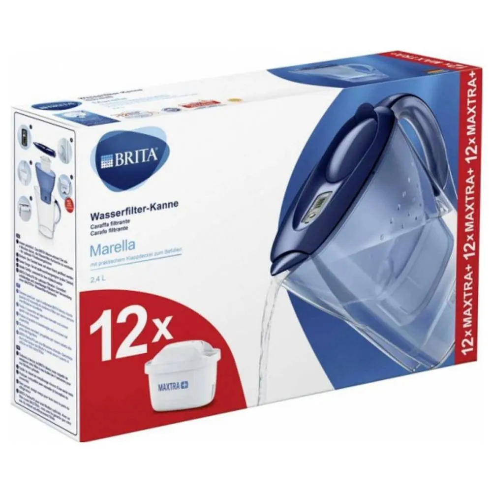 BRITA Marella 2,4 l - Wasserfilter-Kanne Blau inkl. 12× MAXTRA PRO All-in-1 BRITA Marella 2,4 l - Wasserfilter-Kanne Blau inkl. 12× MAXTRA PRO All-in-1