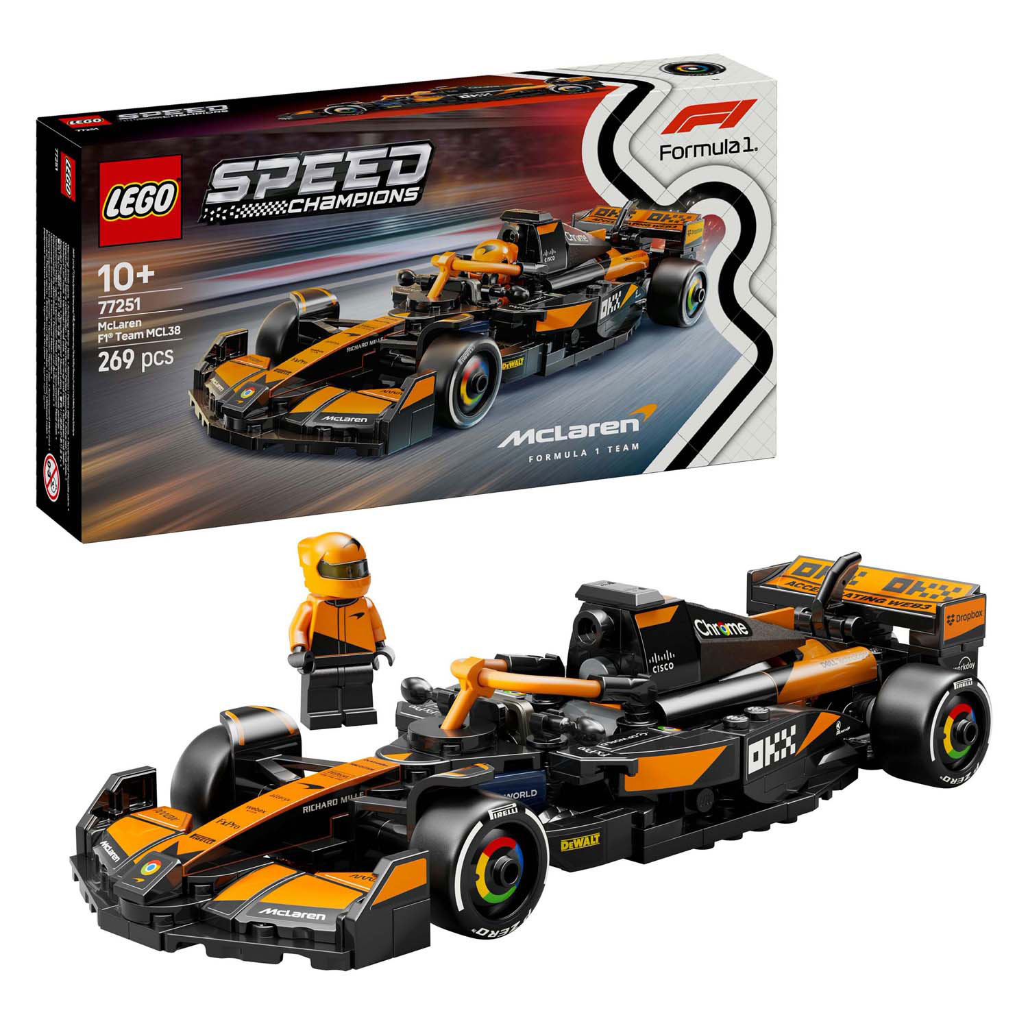 LEGO® Speed Champions 77251 McLaren F1 Team MCL38 Rennauto Autorennen, Formel Eins, Rennwagen, Fahrzeug, Rasenmäher