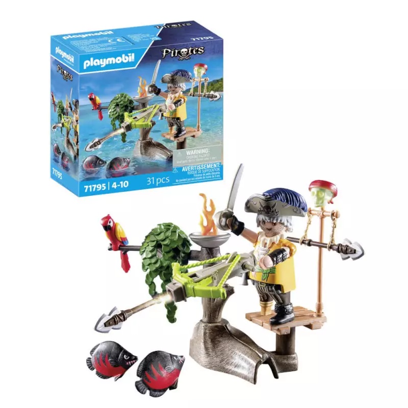 PLAYMOBIL 71795 Pirates: Piratin mit Floß, Balliste & Kristallschädel Spielzeug, Person, Tier, Vogel, Pinguin