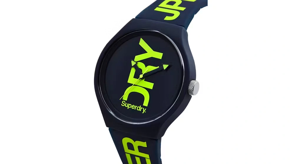 Superdry SYG189UN - Herrenarmbanduhr „Urban Navy/Green“, 43 mm, Silikon