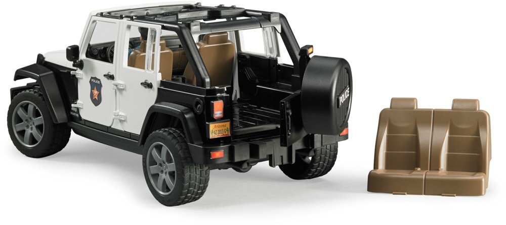 Bruder 02526 Jeep Wrangler Rubicon Unlimited Polizeifahrzeug mit Polizist und Ausstattung Rad, Auto, Jeep, Leichtmetallfelge, Speiche