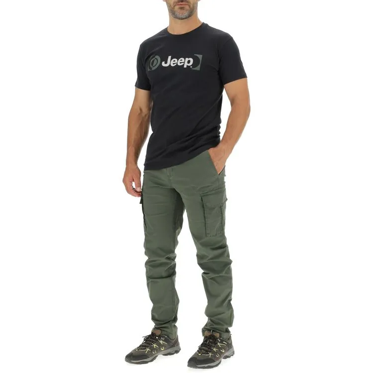 JEEP Herren Cargohose O102594KA - Khakifarbene Cargohose mit Seitentaschen GR. 56