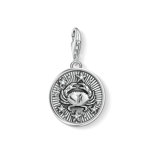 Thomas, Sabo, Anhänger, Charm-Club, Sternzeichen, Krebs, 925, Sterling, Silber, Geschwärzt, Zirkonia, Silberfarben, 1643-643-21, Zubehor, Anhänger, Silber