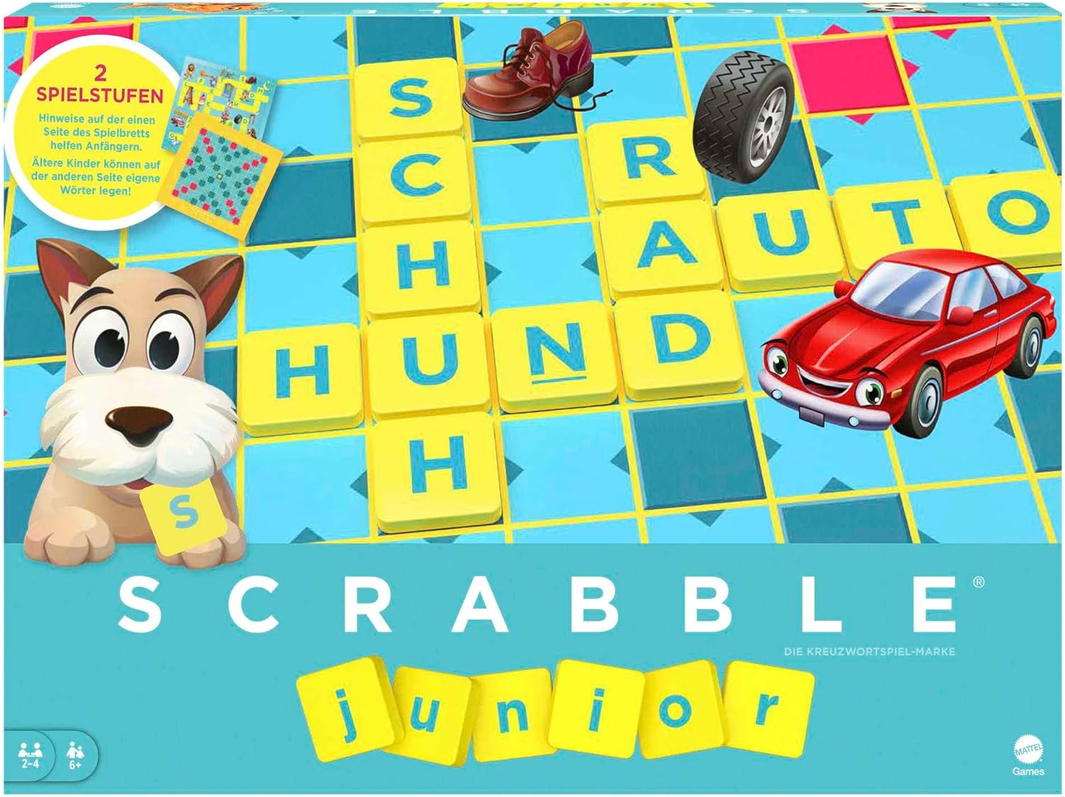 Scrabble Junior Das Lernspiel für Kinder Y9670 Maschine, Rad, Auto, Transport, Fahrzeug