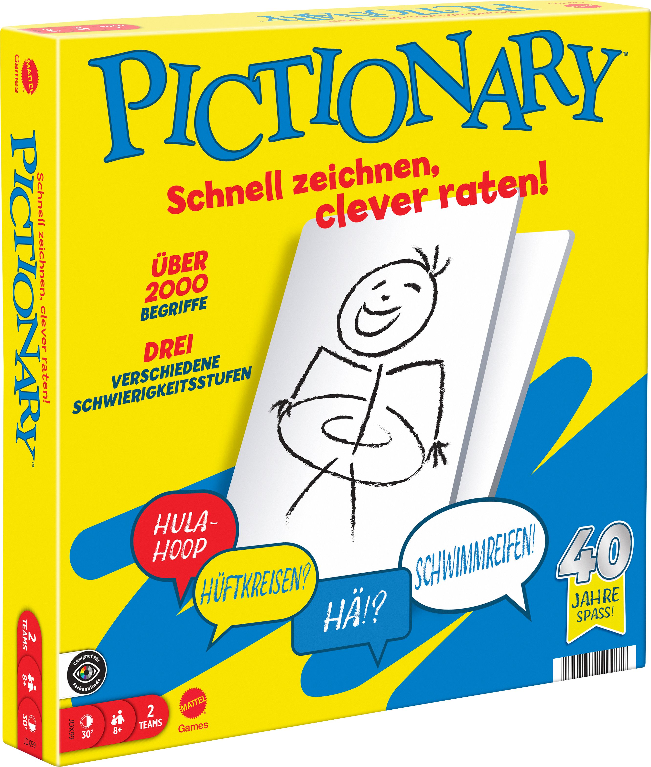 Pictionary Familienbrettspiel für Kinder und Erwachsene und Spieleabende mit abwischbaren Maltafeln und Stiften Pictionary, Familienbrettspiel, für, Kinder, und, Erwachsene, und, Spieleabende, mit, abwischbaren, Maltafeln, und, Stiften