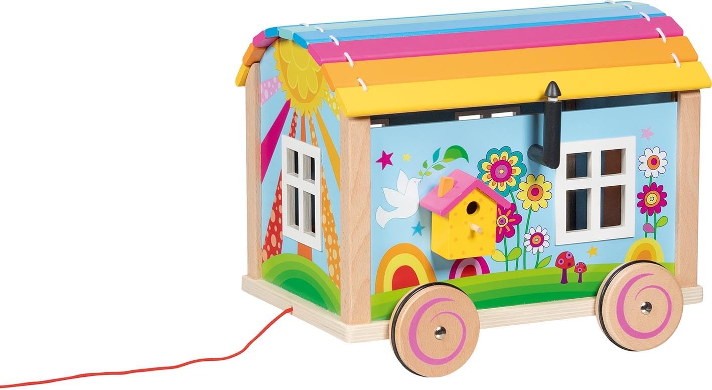 GOKI 51440 Wohnwagen Spirit - 12-teiliges Spielset aus Holz & Textil