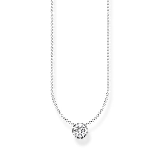 Thomas, Sabo, Kette, Kreis, Mit, Weißem, Stein, Silber, Länge, 45, Cm, Zubehor, Schmuck, Halskette, Diamant, Anhänger