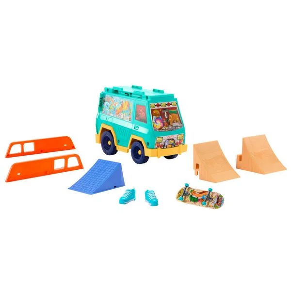 Hot Wheels Skate Tony Hawk Skatervan-Spielset mit exklusivem Fingerboard und abnehmbaren Skateschuhen