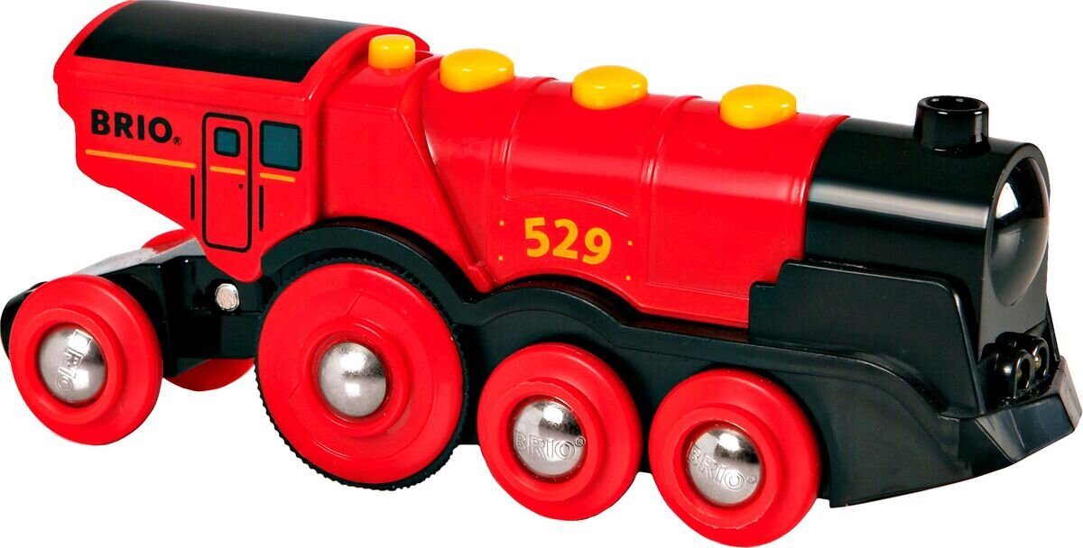 BRIO World 33592 Rote Lola elektrische Lok  Batterie-Lokomotive mit Licht & Sound  Kleinkinderspielzeug empfohlen ab