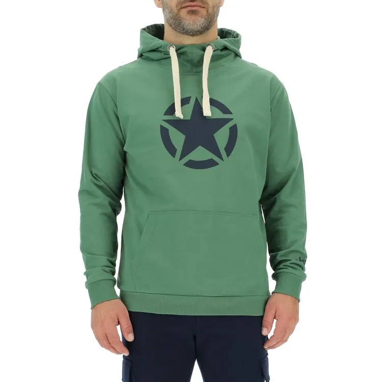 JEEP Herren Kapuzenpullover O102717GN - Grüner Hoodie mit großem Jeep-Star-Print GR. XXL
