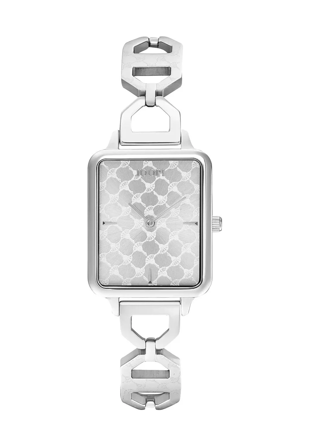 JOOP! Uhr - aus silberfarbenem Edelstahl, eckiges Gehäuse mit Kornblumen-Design, Gliederarmband mit Juwelierschließe, Citizen Miyota Uhrwerk, wasserdicht bis 5 bar, Damen JOOP! Uhr - aus silberfarbenem Edelstahl, eckiges Gehäuse mit Kornblumen-Design, Gliederarmband mit Juwelierschließe, Citizen Miyota Uhrwerk, wasserdicht bis 5 bar, Damen