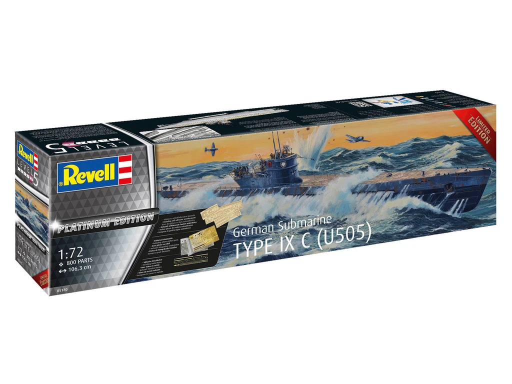 Revell 05180 German Submarine Type IX C (U505) "Platinum Edition" Modellbausatz 1:72