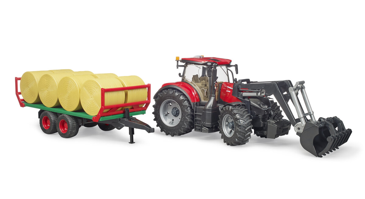 Bruder_03198_Case_Ih_Optum_300Cvx_Mit_Frontlader_Und_Ballentransportanhänger_Mit_8_Rundballen, Maschine, Rad