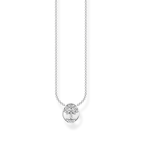 Thomas, Sabo, Kette, Tree, Of, Love, Mit, Weißen, Steinen, Silber, Länge, 45, Cm, Zubehor, Schmuck, Halskette, Diamant, Edelstein