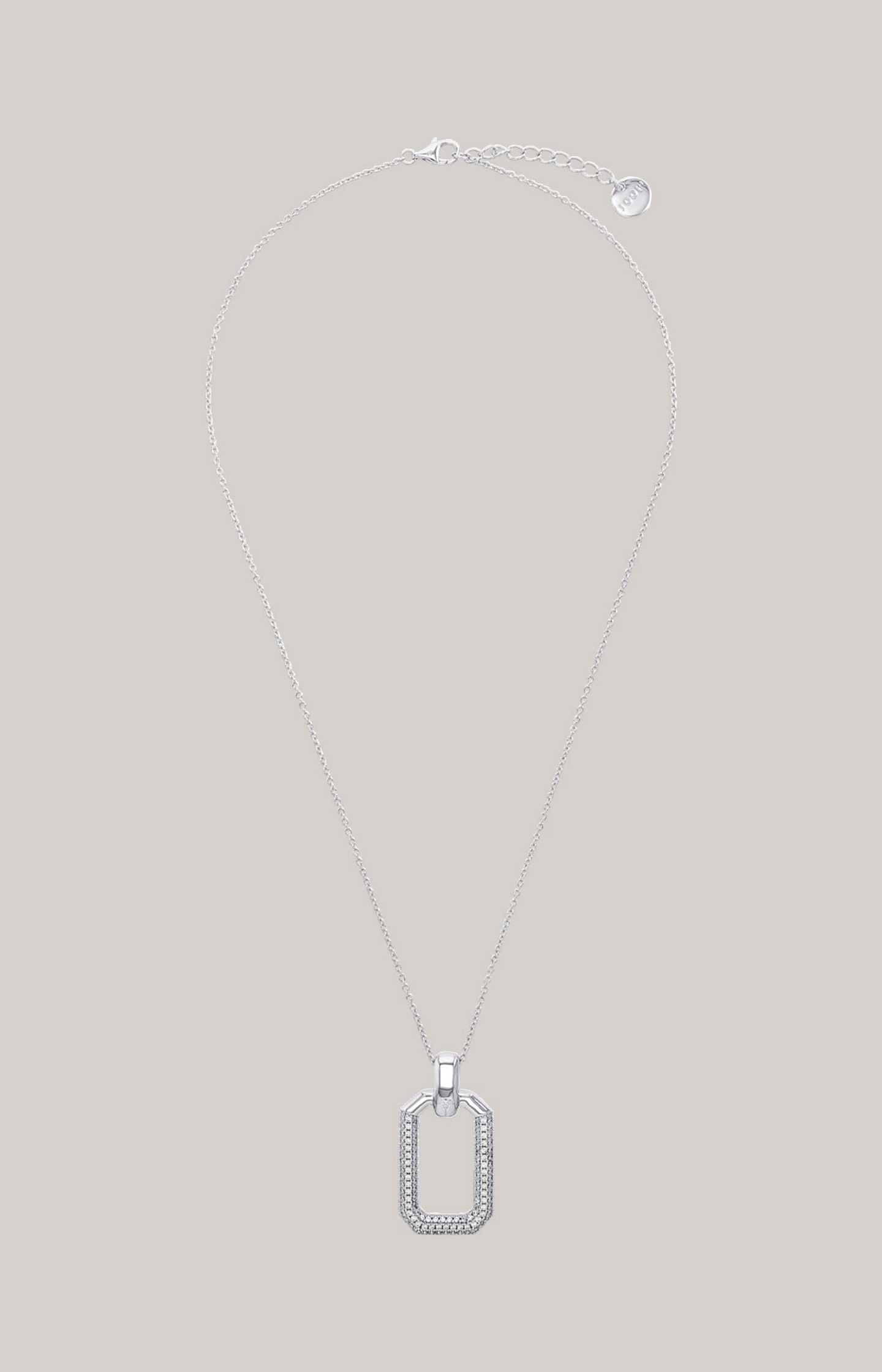 JOOP!, Halskette, aus, rhodiniertem, 925, Sterling, Silber, Anhänger, mit, Zirkonia, Ankerkette, 42+3, cm, Damen