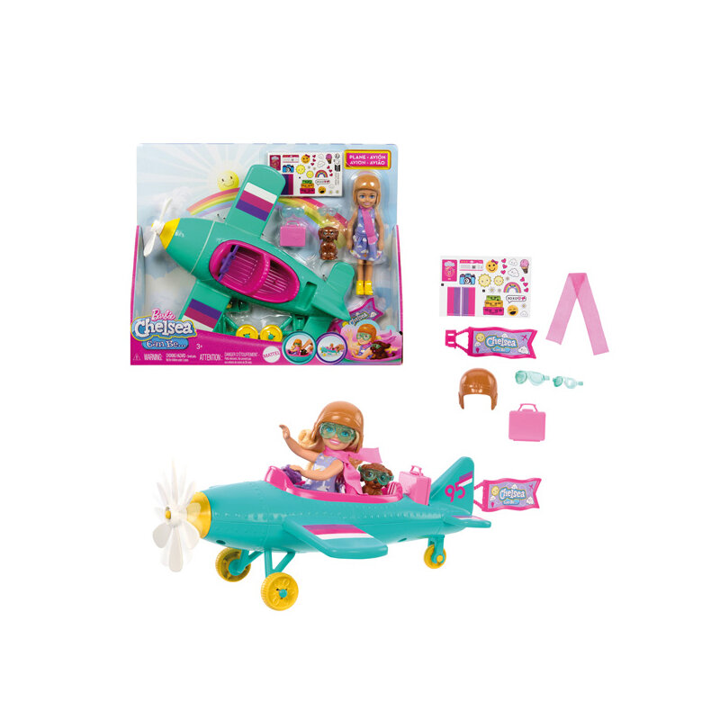 Barbie_Puppe_New_Chelsea_Can_Be_Plane_mit_Flieger_HTK38, Spielzeug, Person, Flugzeug, Fahrzeug, Figur