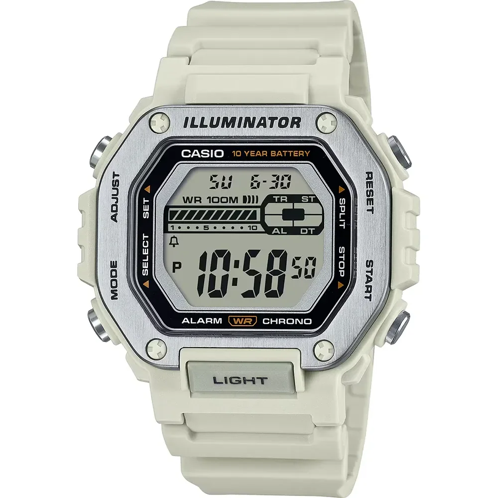 CASIO Collection MWD-110H-8AVEF Timeless Digitaluhr Armbanduhr mit Resinband beige beige 