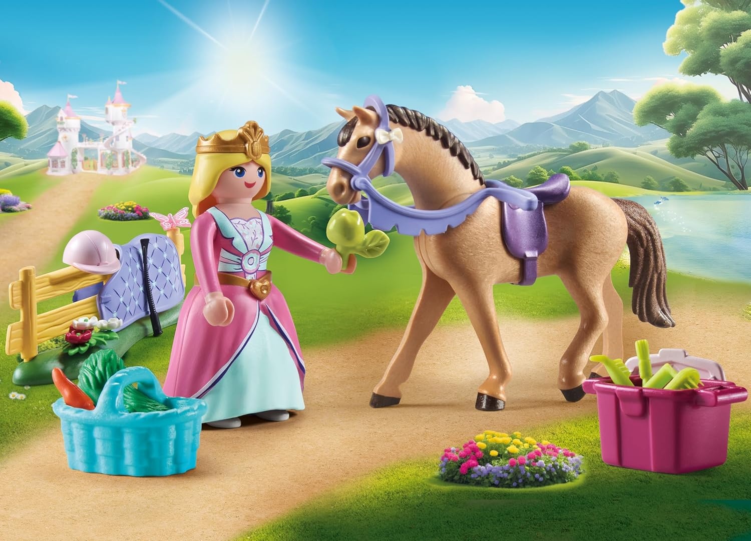 PLAYMOBIL 71801 - Princess Magic: Prinzessin mit Pferd, Karotte & Decke Person, Tier, Pferd, Säugetier