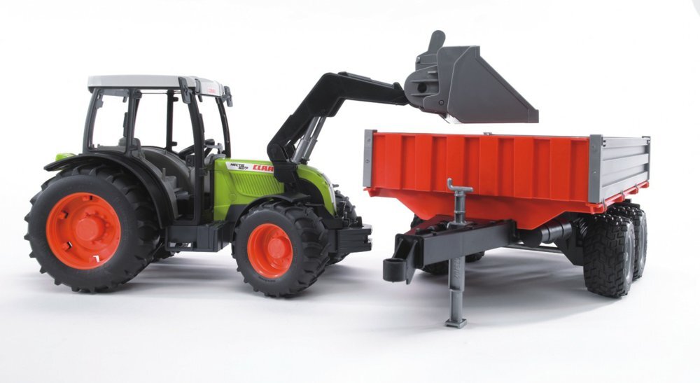 Bruder 02112 Claas Nectis 267 F mit Frontlader und Bordwandanhänger Maschine, Rad, Traktor, Fahrzeug, Bulldozer