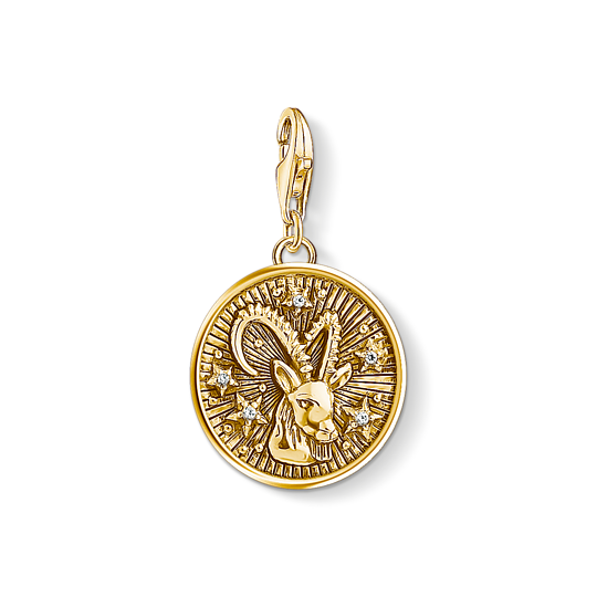 Thomas, Sabo, Anhänger, Charm-Club, Sternzeichen, Steinbock, 925, Sterling, Silber, Vergoldet, Gelbgold, Zirkonia, 1661-414-39, Zubehor, Gold, Anhänger