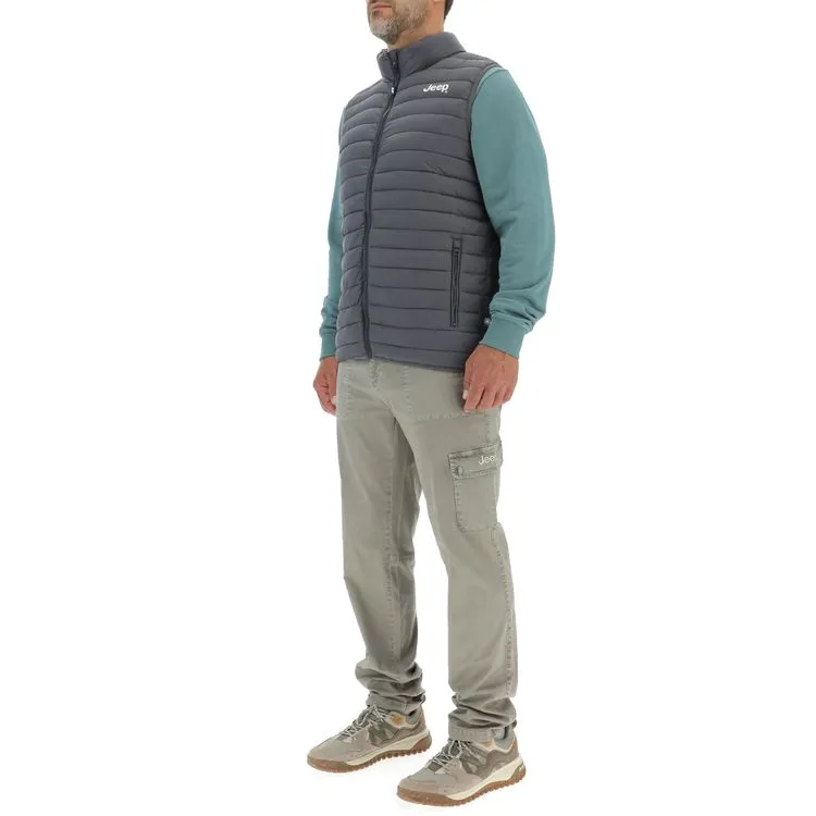 JEEP Herren Steppweste O103345GR - Grau mit Reißverschlusstaschen GR. XXL