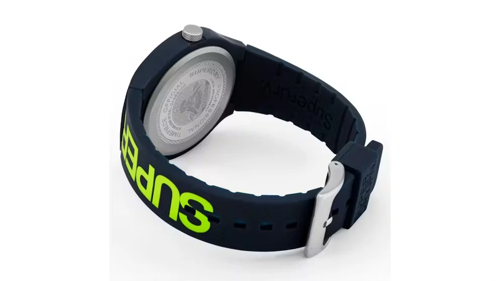 Superdry SYG189UN - Herrenarmbanduhr „Urban Navy/Green“, 43 mm, Silikon