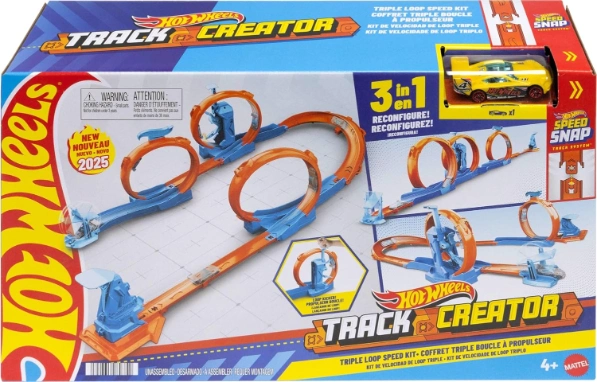 Hot Wheels Track Creator Dreifach-Looping-Pack und Spielzeugauto im Maßstab 1:64, Trackbauset Hot Wheels Track Creator Dreifach-Looping-Pack und Spielzeugauto im Maßstab 1:64, Trackbauset