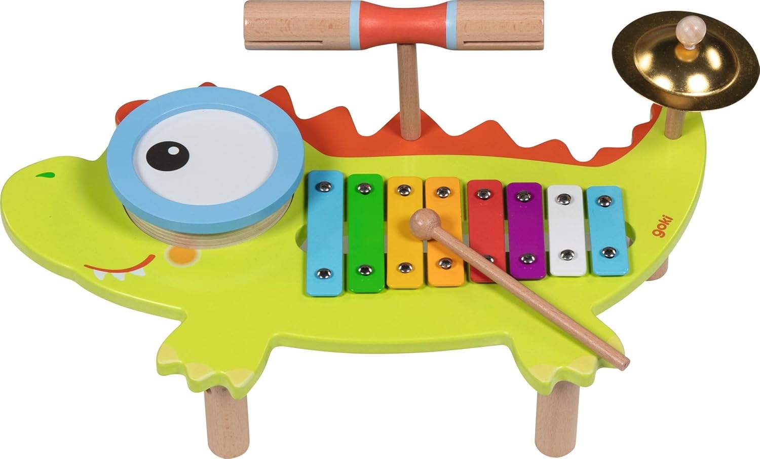 GOKI Musikstation Krokodil mit Notenheft Musikalisches Multitalent für Kinder ab 4 Jahren Band, Musikinstrument, Xylophon