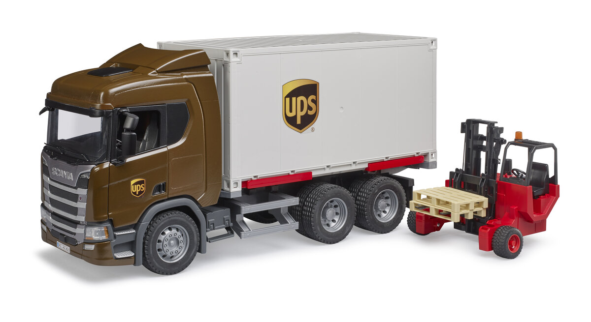Bruder 03582 Scania Super 560R Ups Logistik-Lkw Mit Mitnahmestapler Bruder, 03582, Scania, Super, 560R, Ups, Logistik-Lkw, Mit, Mitnahmestapler, lkw, Fahrzeug, Anhänger-LKW, Maschine, Rad