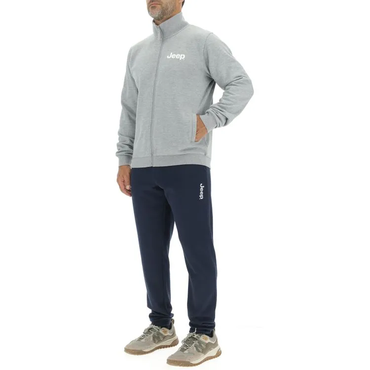 JEEP Herren Kapuzenjacke O103213GR - Hellgraue Sweatjacke mit Reißverschluss und Jeep-Logo GR. XXL