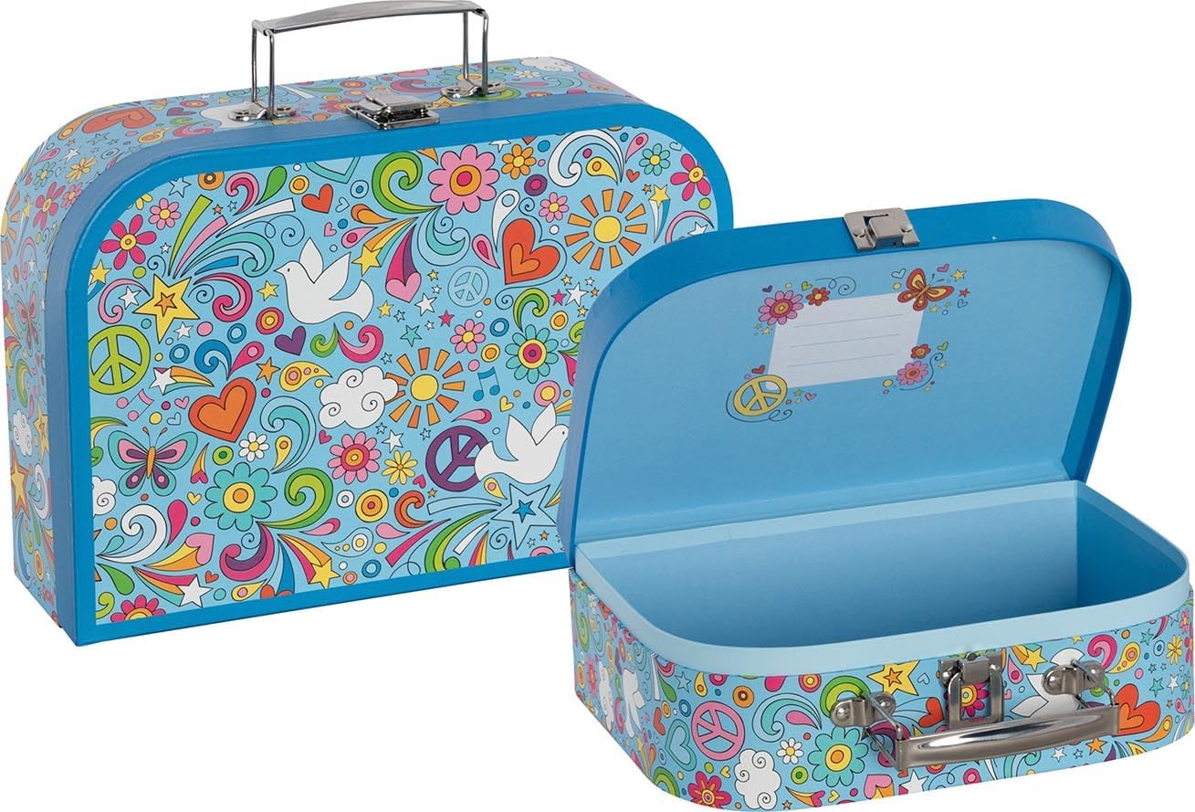 GOKI 51444 Koffer-Set Love & Peace - 2-teiliges Kinderkoffer-Set aus Karton