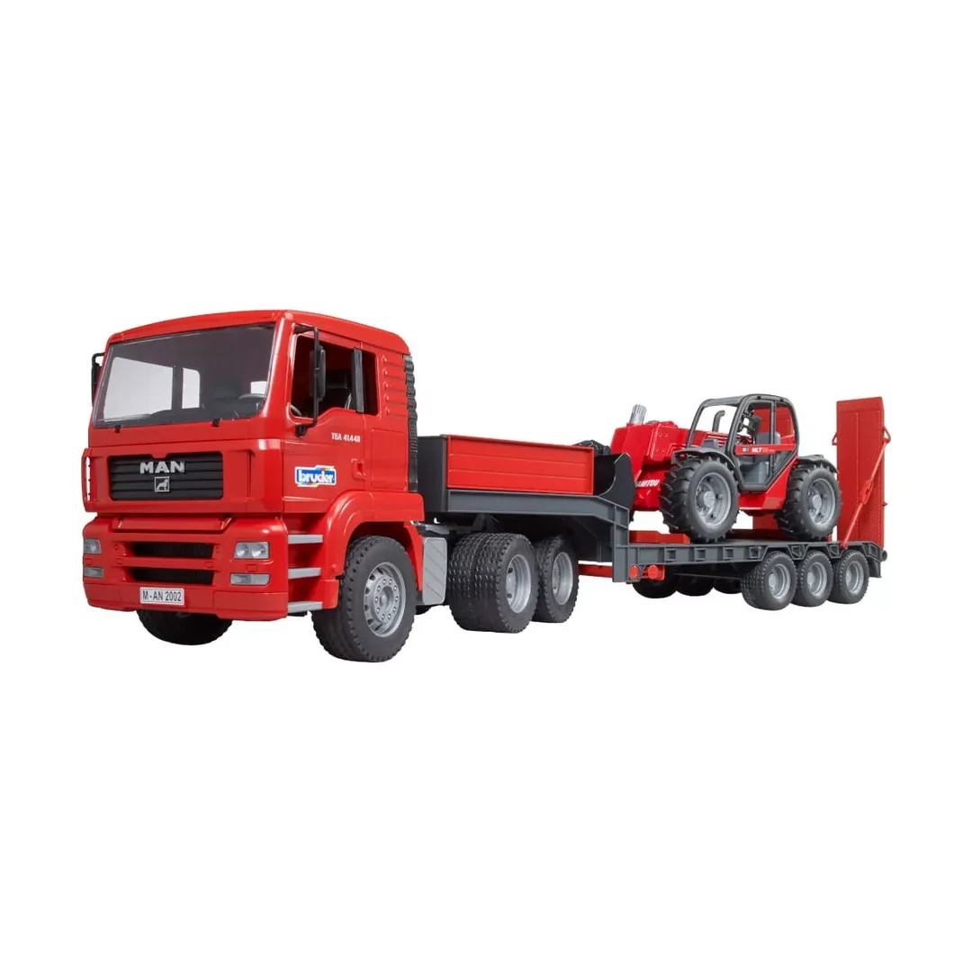 Bruder 02774 MAN TGA Tieflader und Manitou Teleskoplader MLT 633
