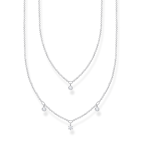 Thomas, Sabo, Kette, Steine, Silber, Doppelreihig, Weiße, Länge, 45, Cm, Zubehor, Schmuck, Halskette, Diamant, Edelstein