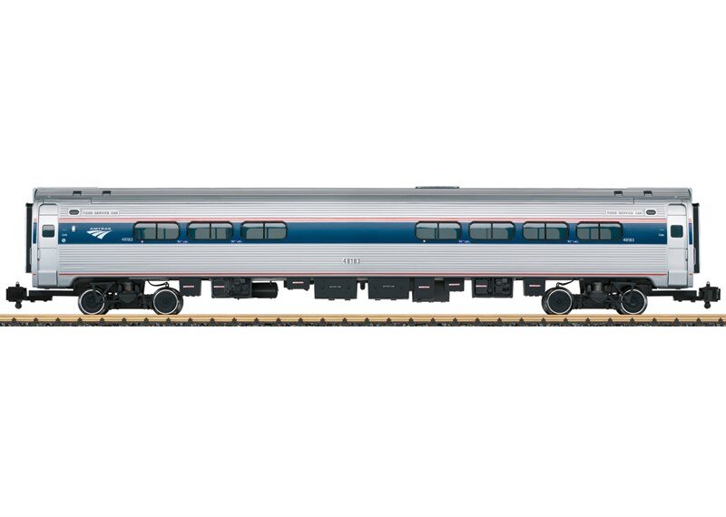 LGB L31204 Amtrak Bistrowagen Amfleet Ep.VI mit Innenbeleuchtung LGB, L31204, Amtrak, Bistrowagen, Amfleet, Ep.VI, mit, Innenbeleuchtung, Personenkraftwagen, Fahrzeug, Maschine, Rad, Zug